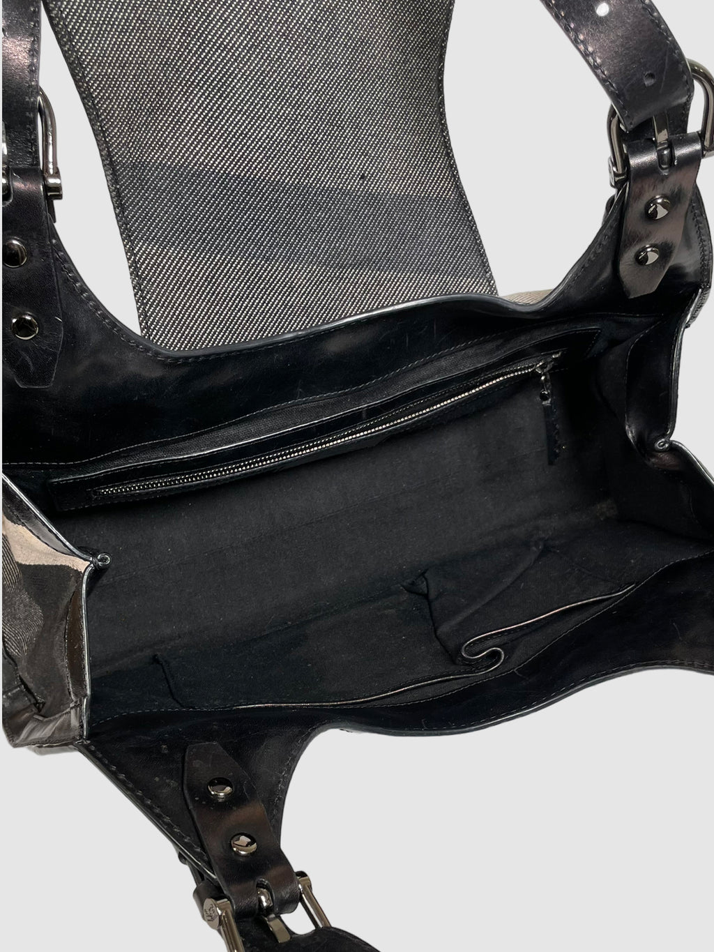 Burberry Leather-Trimmed Mega Check Shoulder Bag