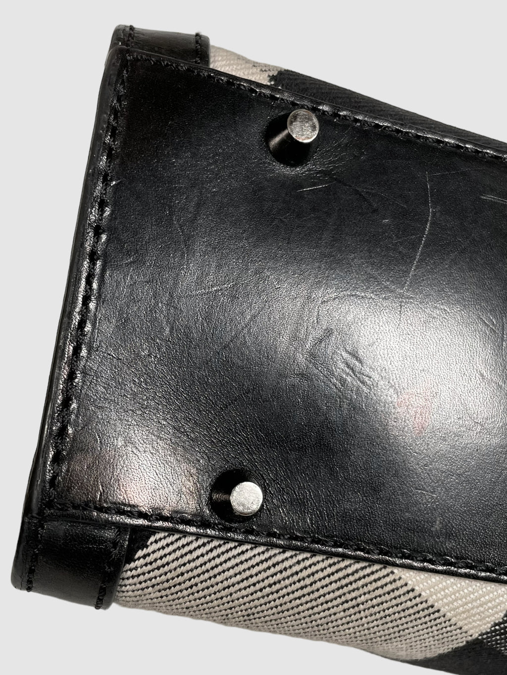 Burberry Leather-Trimmed Mega Check Shoulder Bag