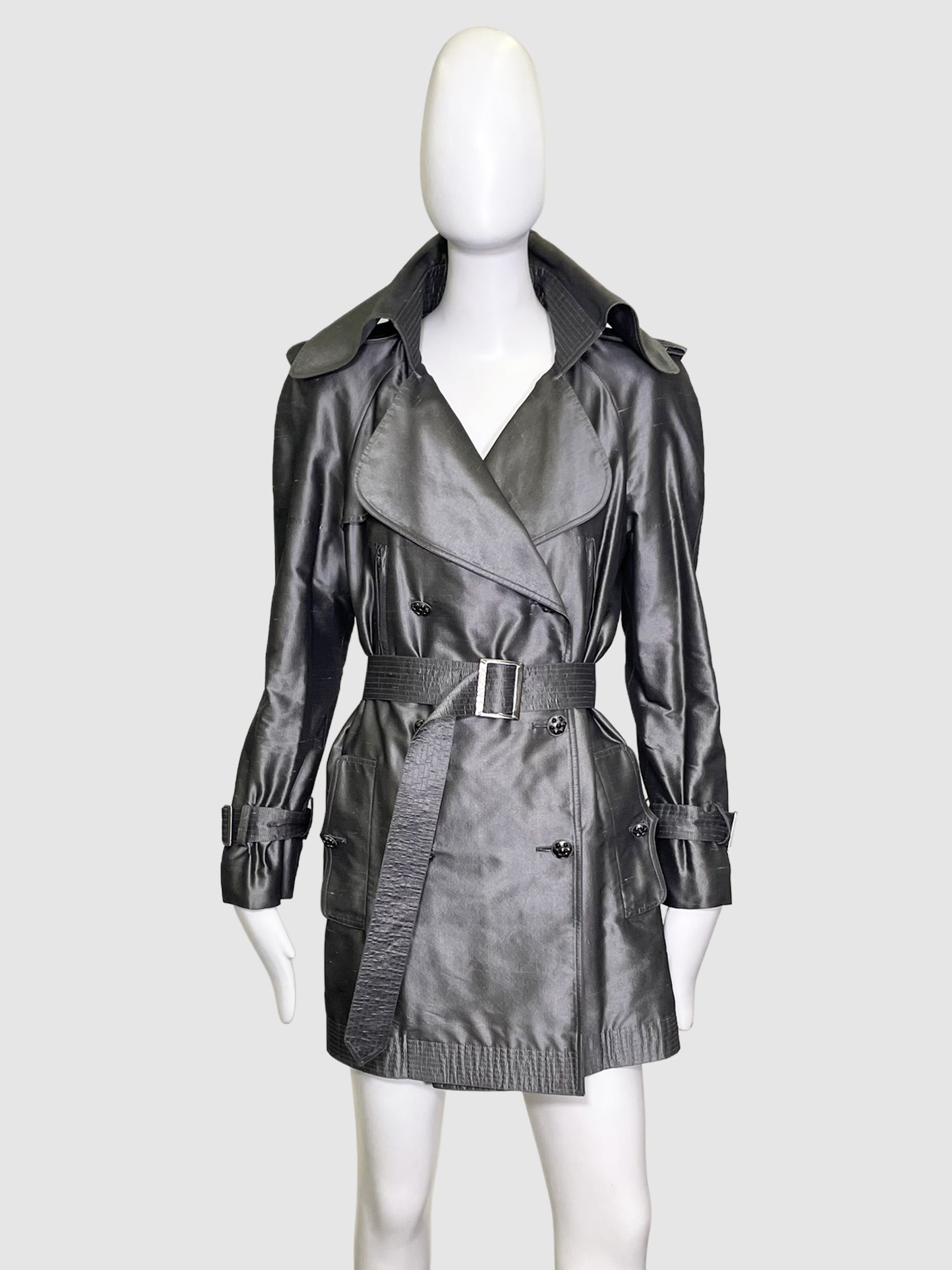 Metallic Trench Coat - Size 38