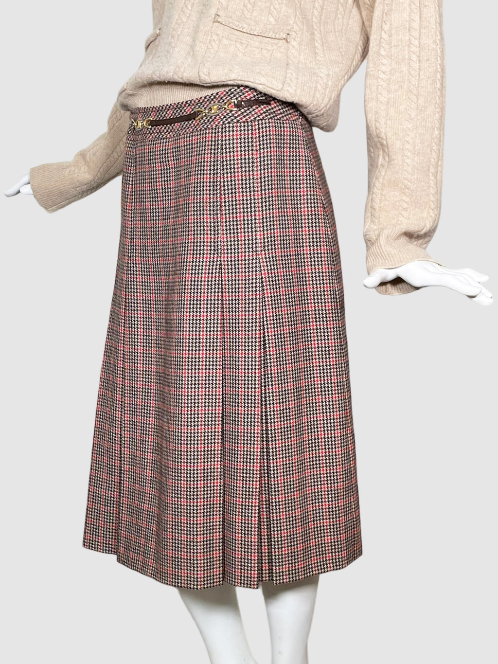 Plaid Midi Skirt - Size 44