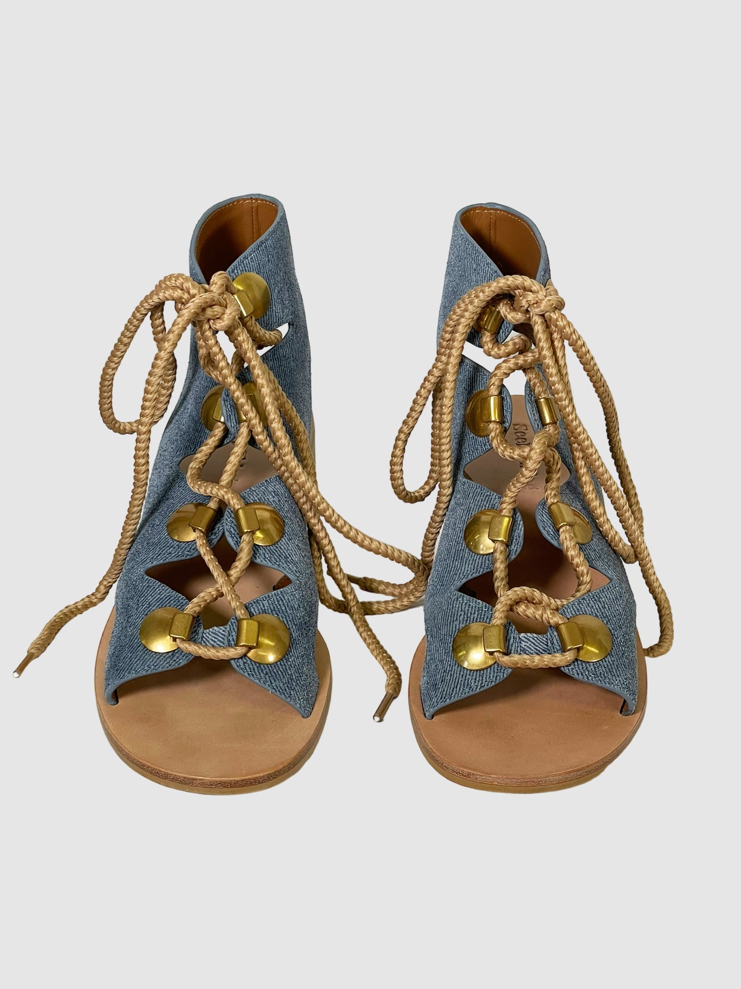 See by Chloe Denim Gladiator Sandals - Size 37