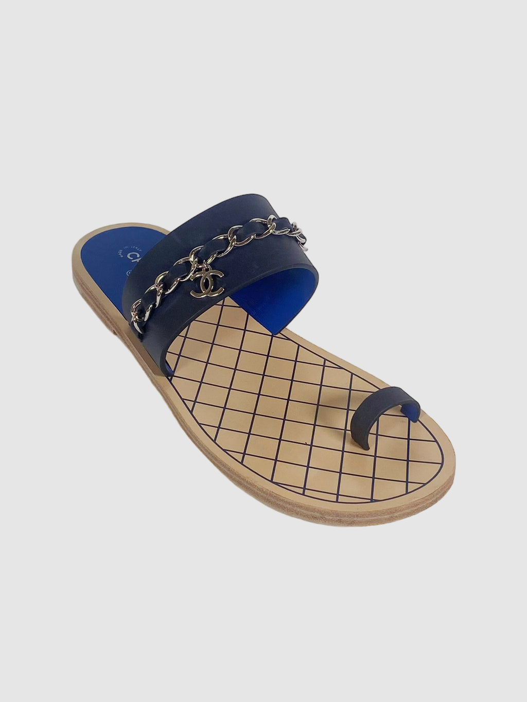 Leather Flat Thong Sandals - Size 40