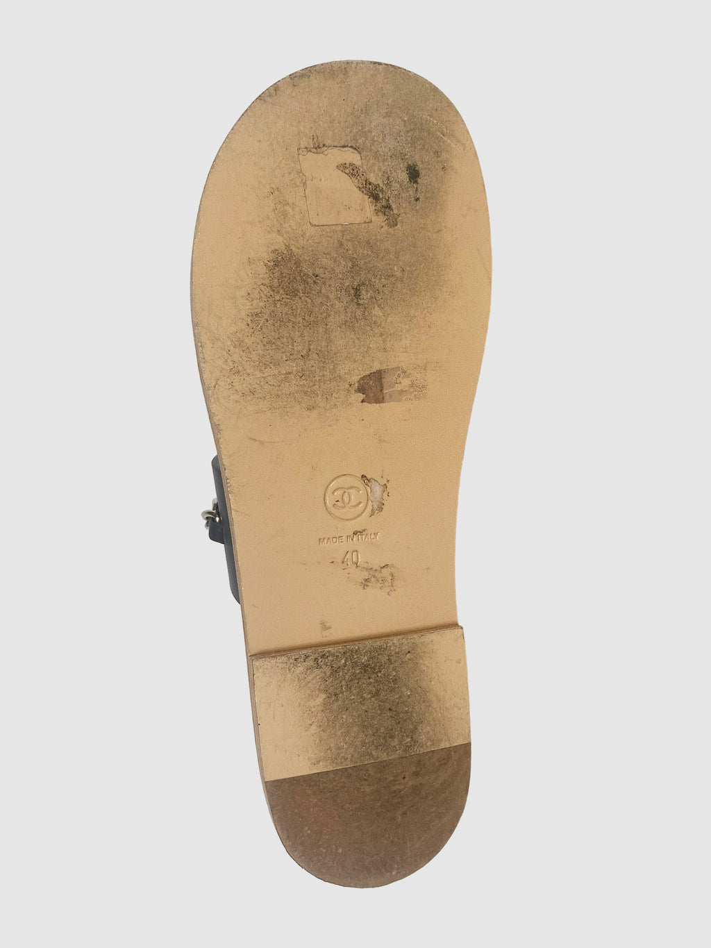 Leather Flat Thong Sandals - Size 40