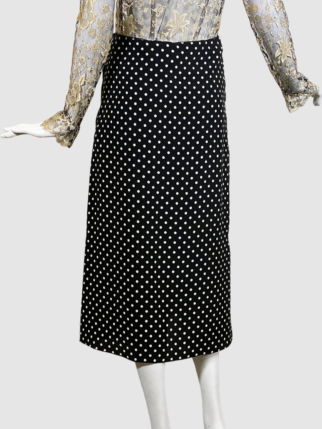 Polka Dot Silk Skirt - Size S