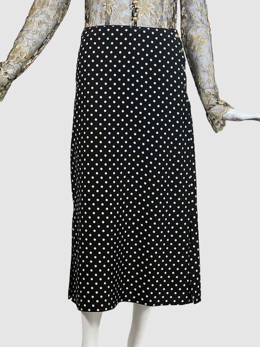 Polka Dot Silk Skirt - Size S
