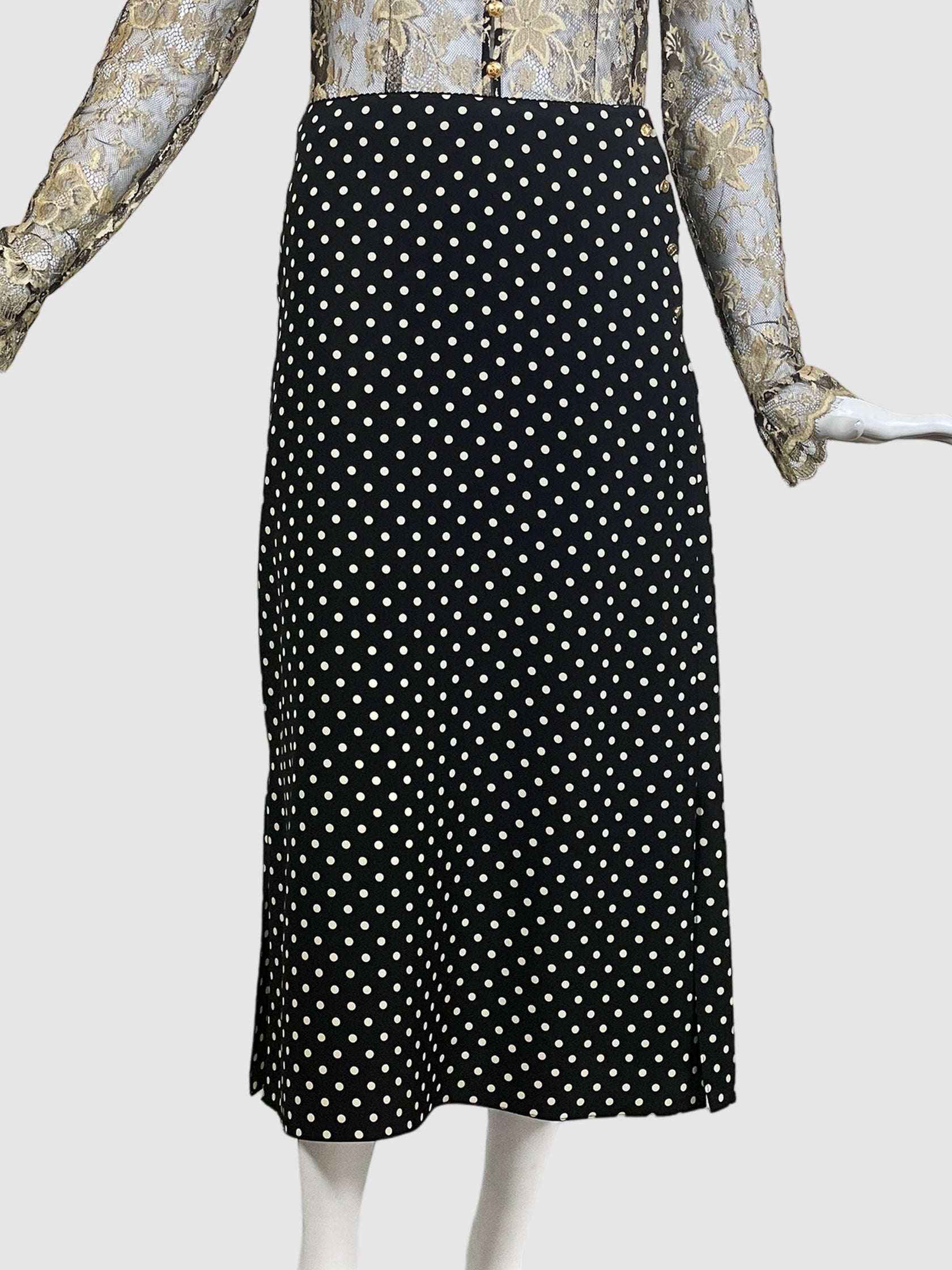 Polka Dot Silk Skirt - Size S