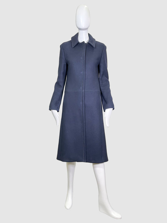 Wool Coat with Contrast Stitching - Size S