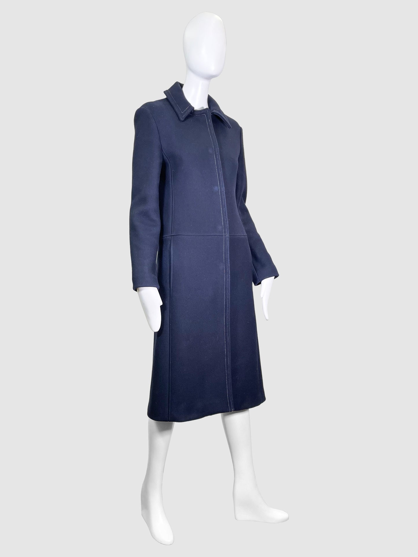 Wool Coat with Contrast Stitching - Size S