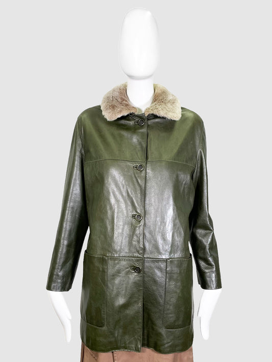 Mabrun Leather Jacket with Fur Lining - Size 42