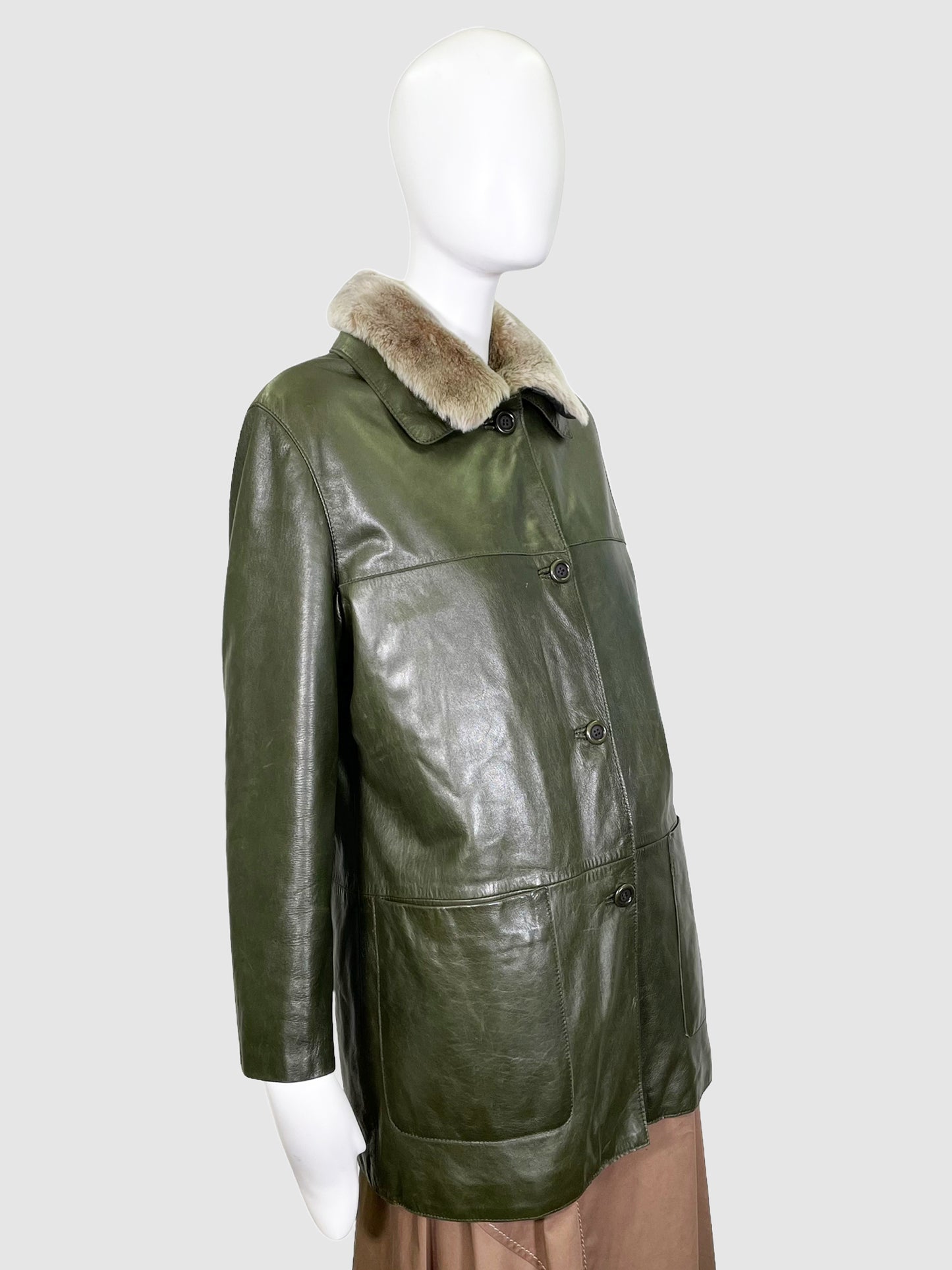 Mabrun Leather Jacket with Fur Lining - Size 42