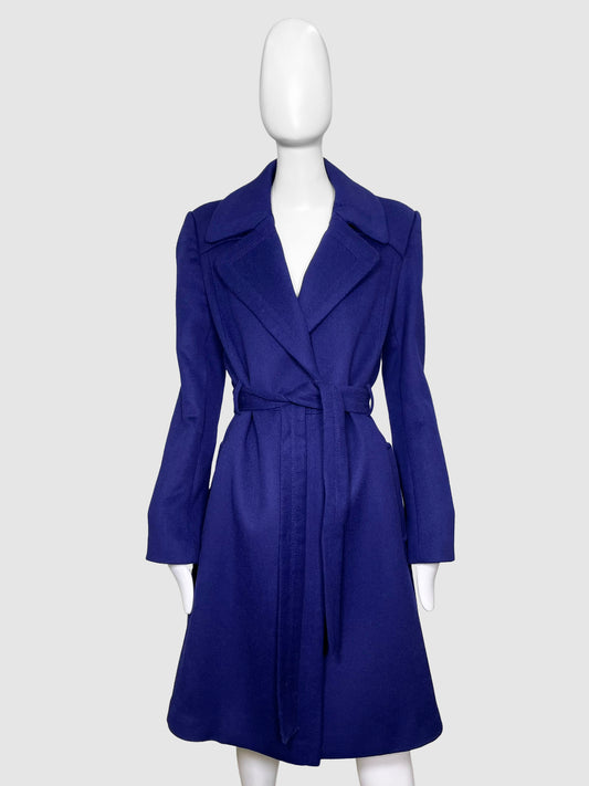 Belted Wool Blend Coat - Size 12