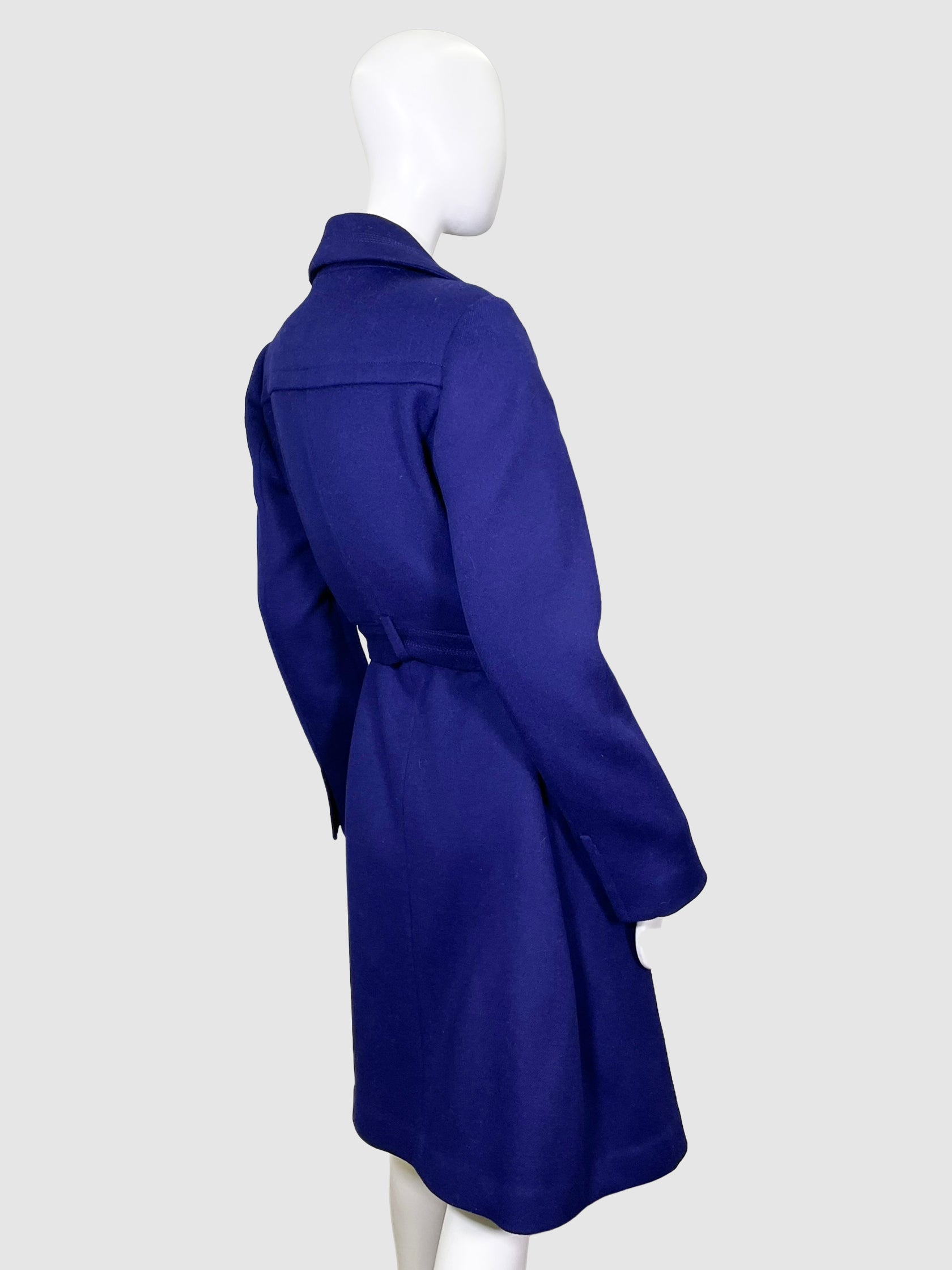 Belted Wool Blend Coat - Size 12