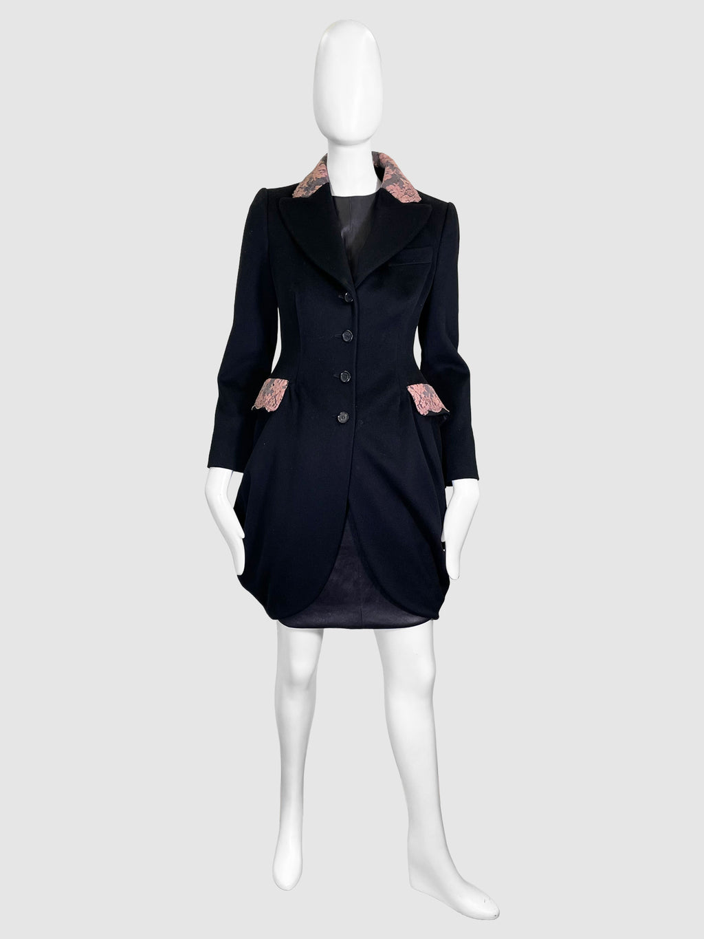 Wool Coat with Lace Details - Size 40