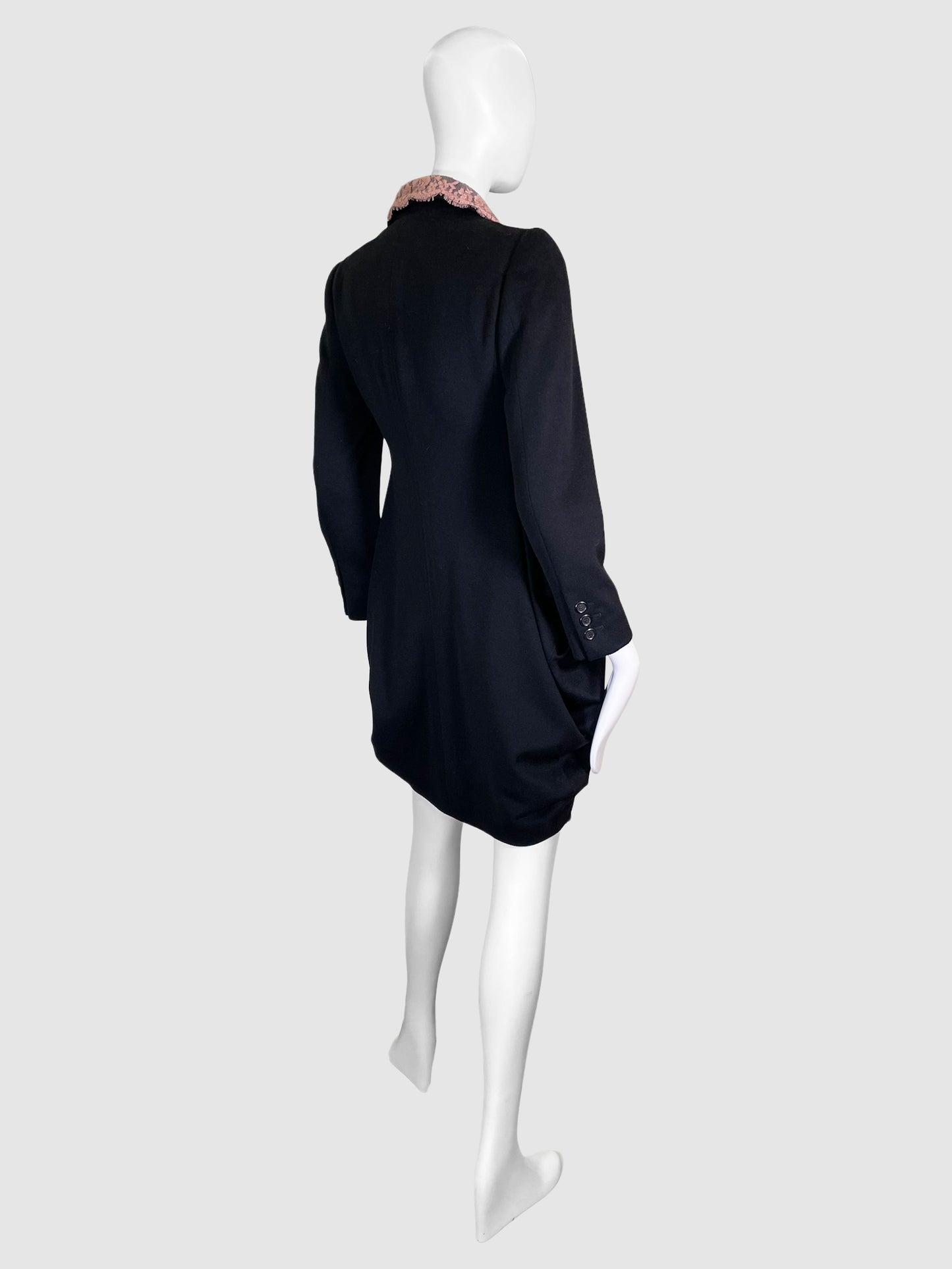 Moschino Wool Coat with Lace Details - Size 40