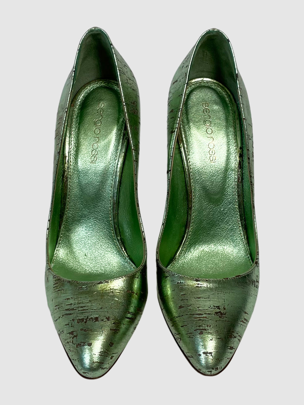 Metallic Leather Pointed Toe Pumps - Size 38