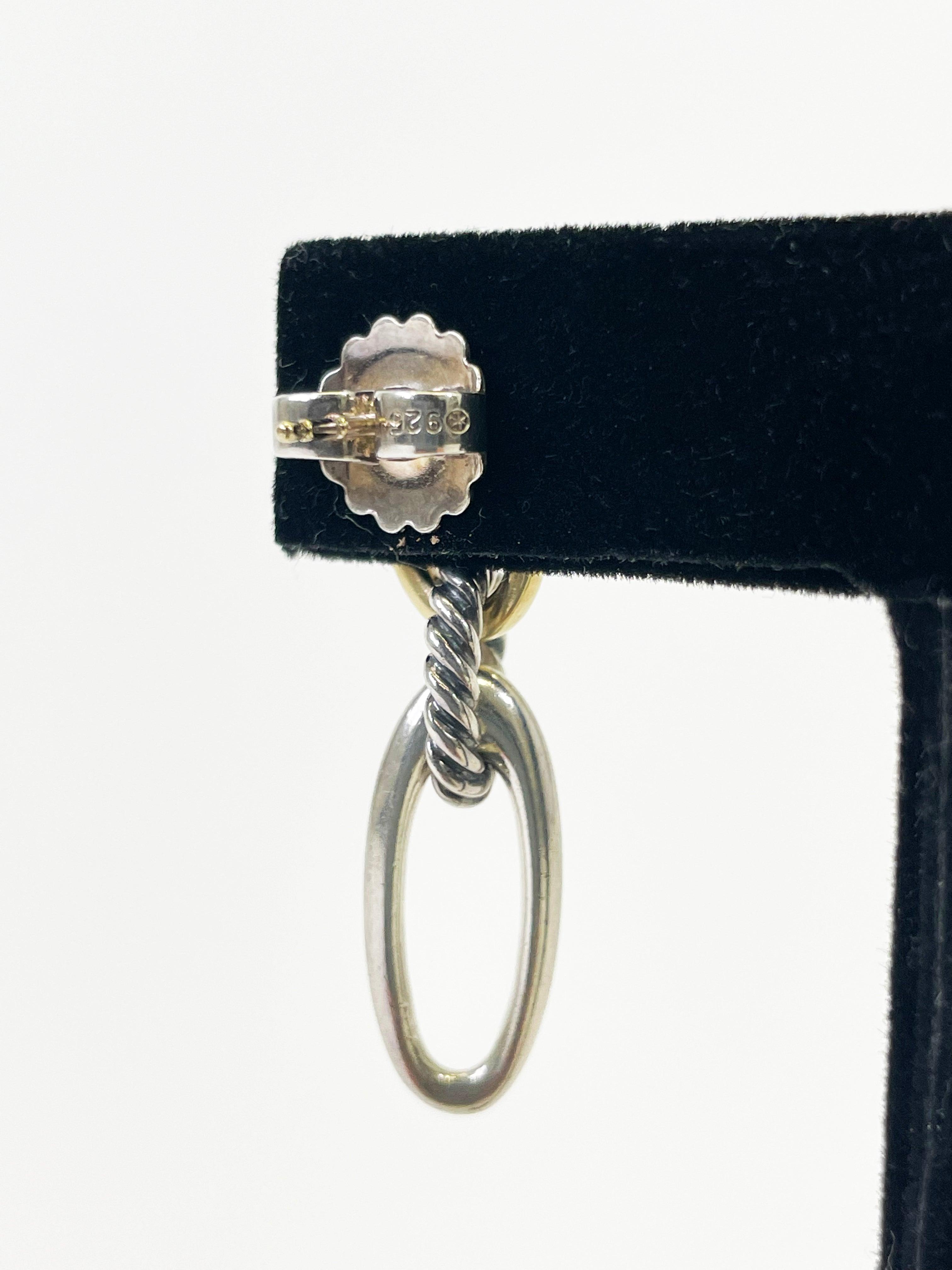 David Yurman Two-Tone Oval Link Drop Earrings - Second Nature Boutique