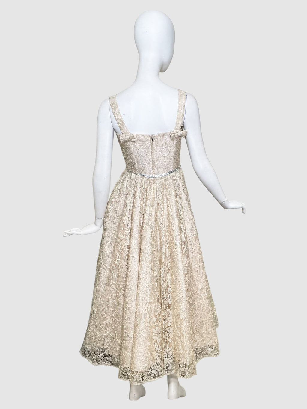 Lace Maxi Dress with Sequin Bow - Size 40