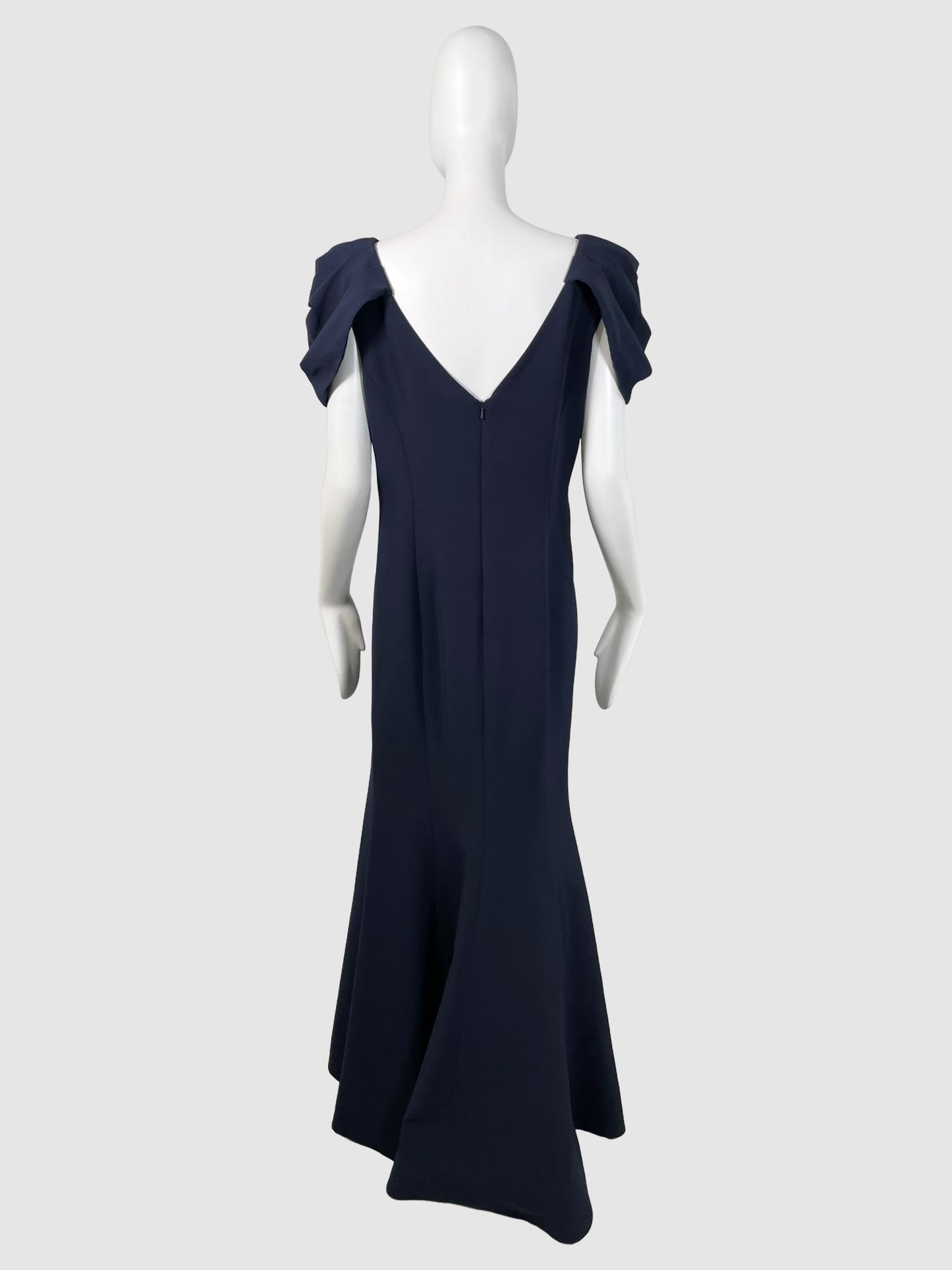 Puff Sleeve Draped Gown - Size 12