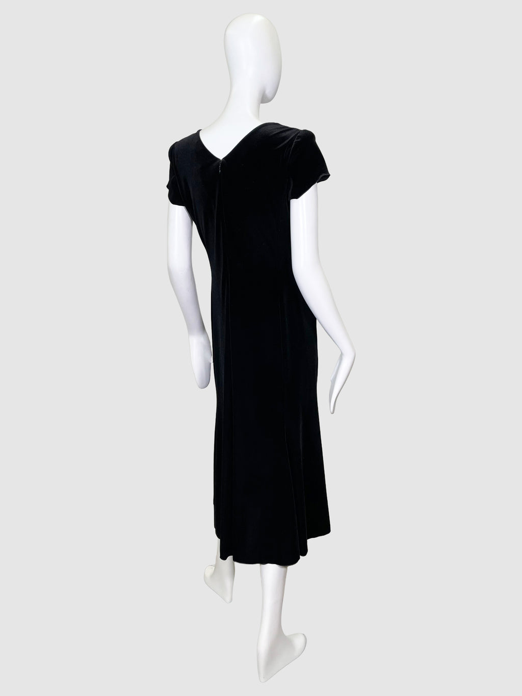 Armani Collezioni Velvet Short-Sleeve Midi Dress - Size 46