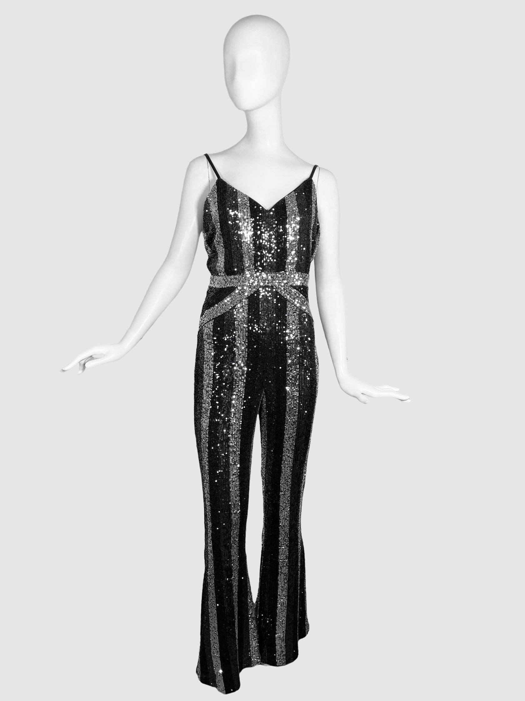 Sequin V-Neck Jumpsuit - Size M