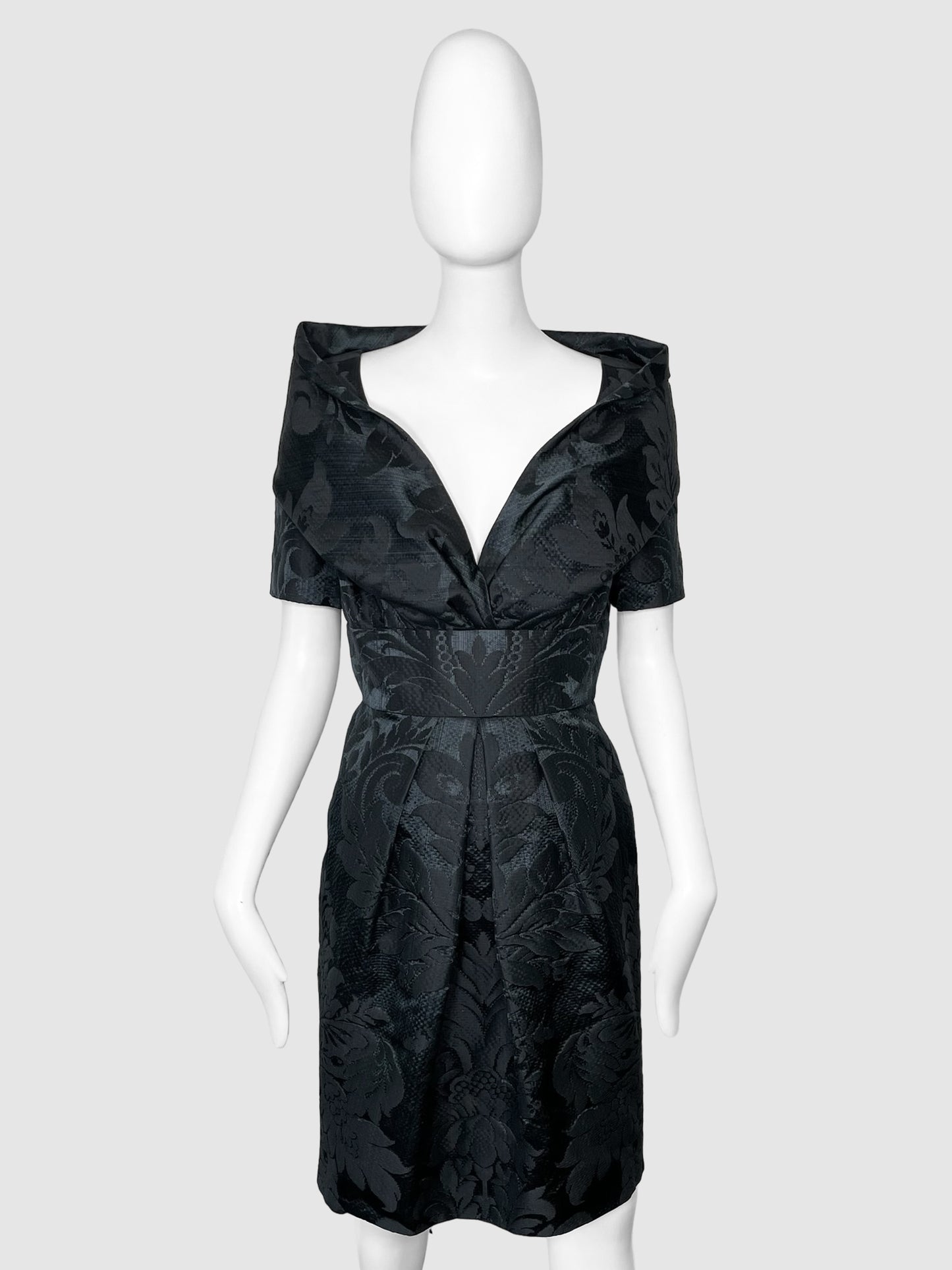 Oscar de la Renta Silk Floral V-Neck Dress - Size 10