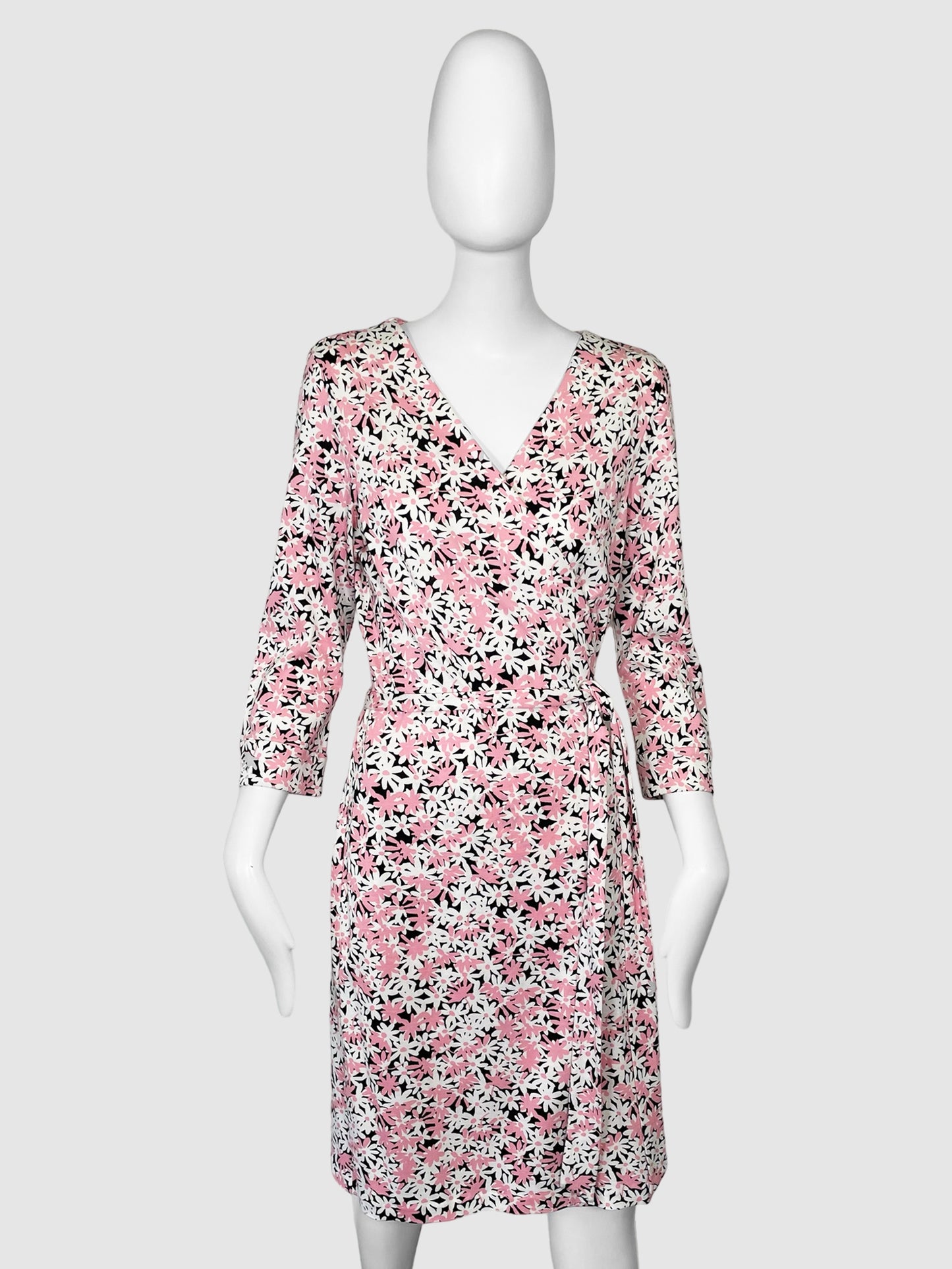 Diane von Furstenberg Floral Print Midi Wrap Dress - Size 14