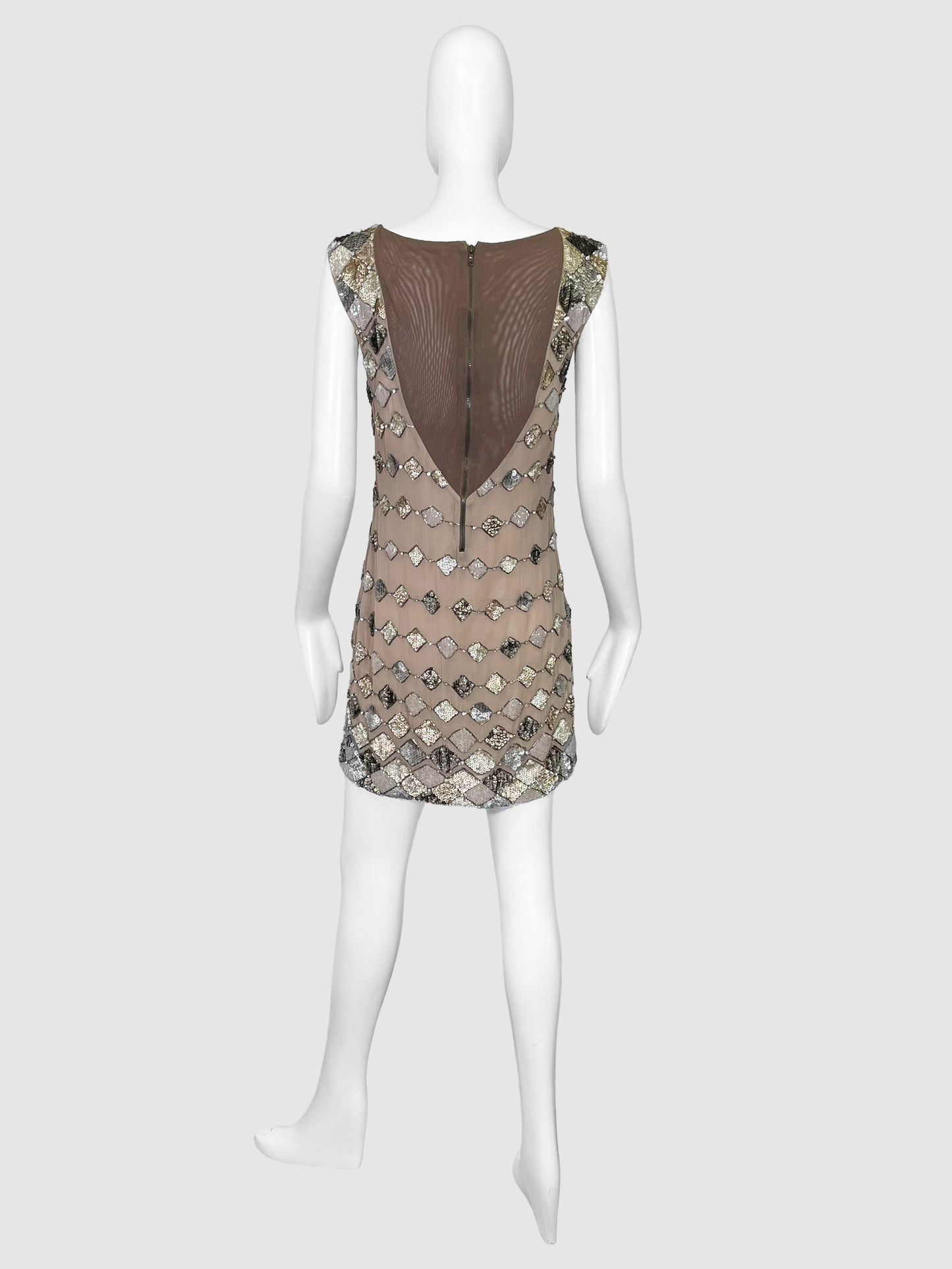 Alice + Olivia Silk Sequinned Diamond Print Dress - Size 4