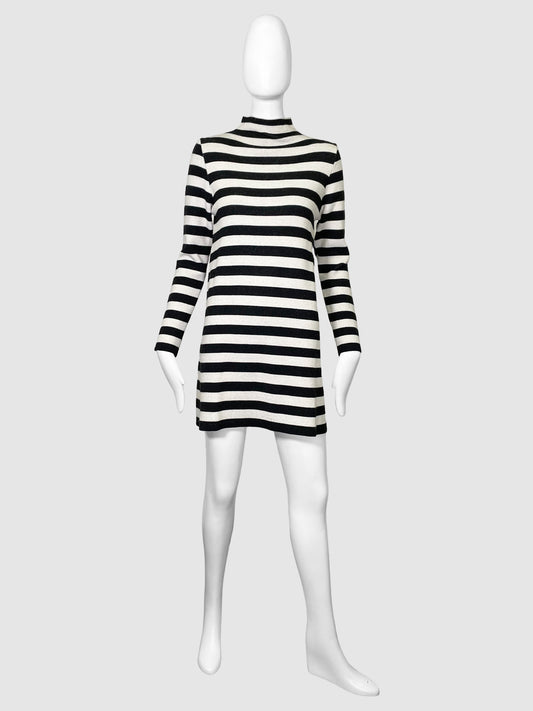 Susy Mix Mock Neck Striped Mini Dress - One Size