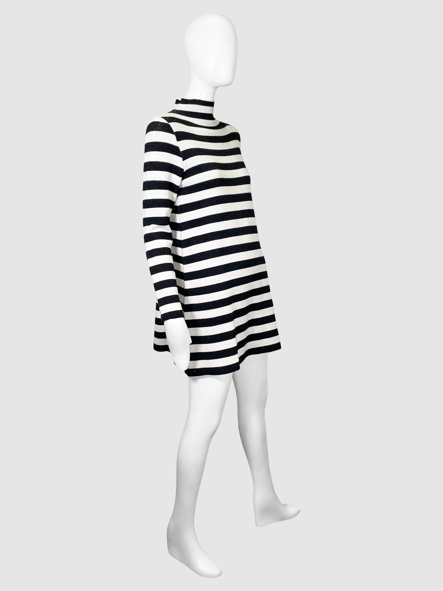 Susy Mix Mock Neck Striped Mini Dress - One Size