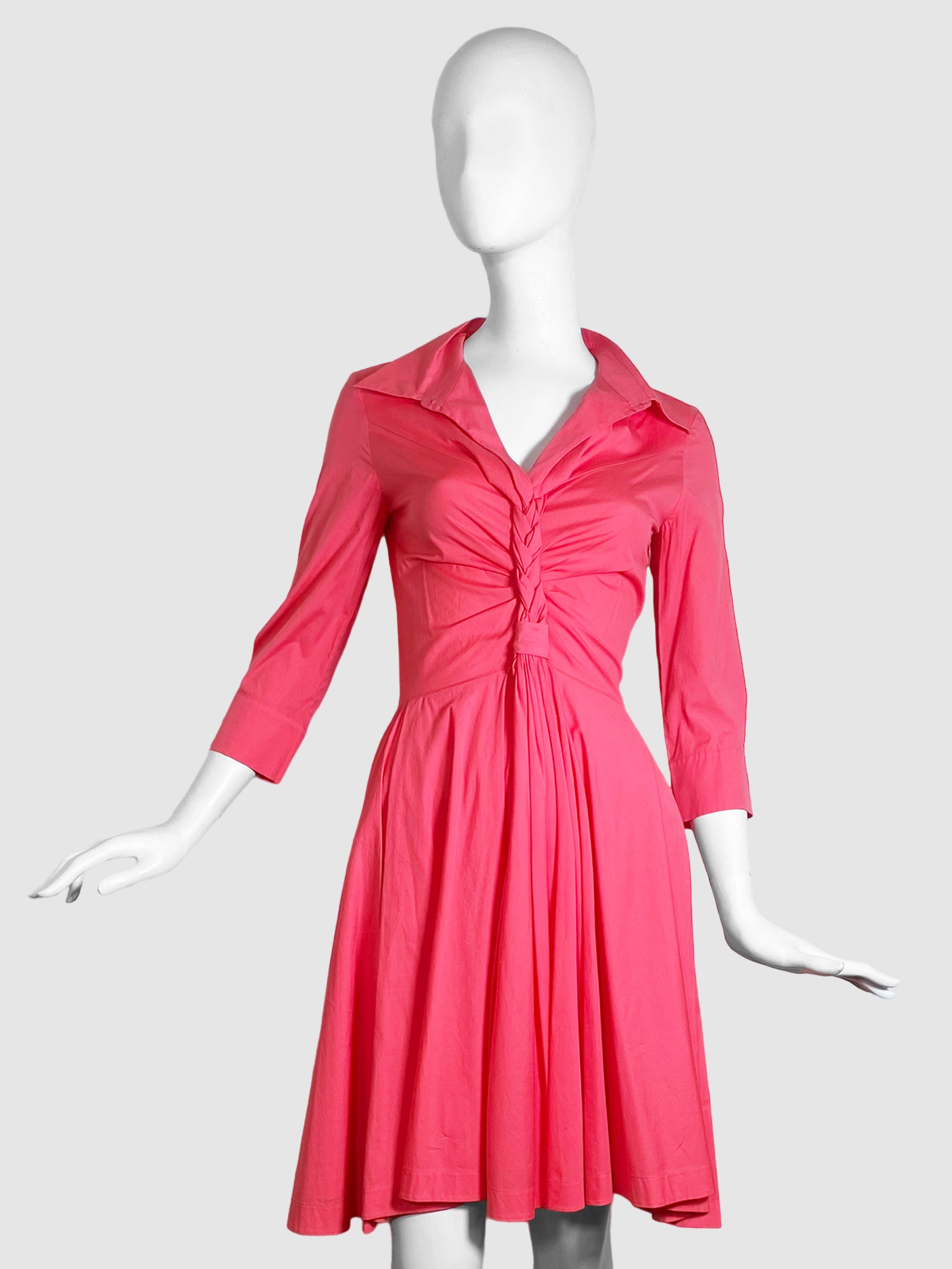 V-Neck Dress with Ruching - Size 36