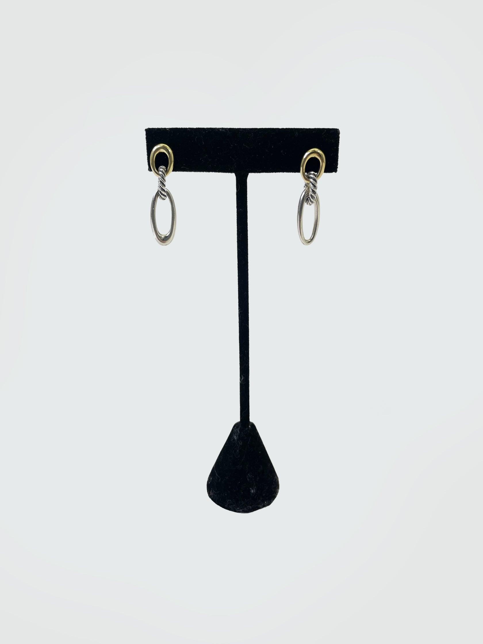 David Yurman Two-Tone Oval Link Drop Earrings - Second Nature Boutique