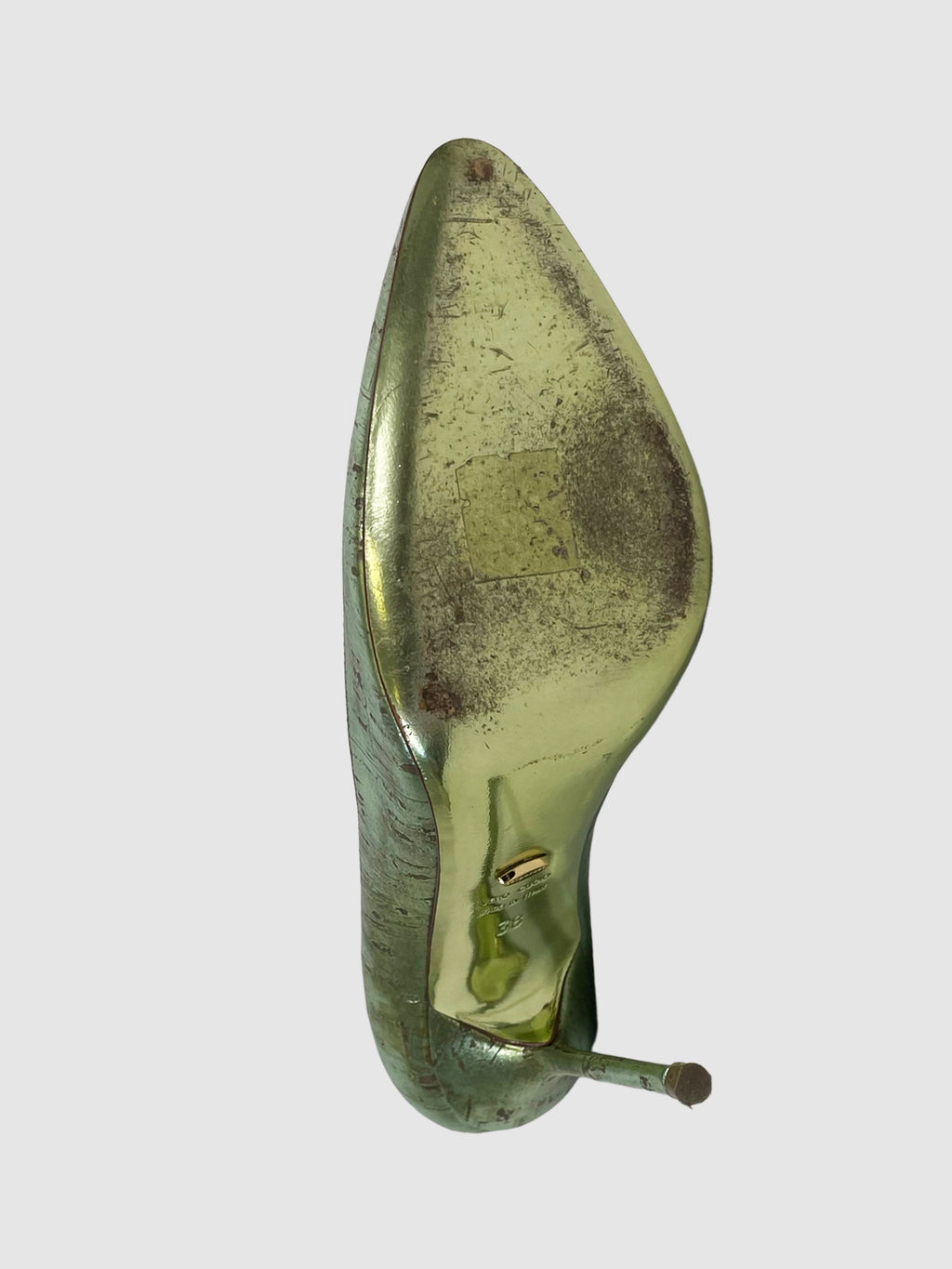 Metallic Leather Pointed Toe Pumps - Size 38