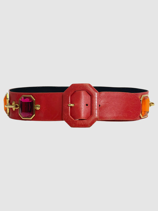 Wide Crystal Embellished Belt - Size 40