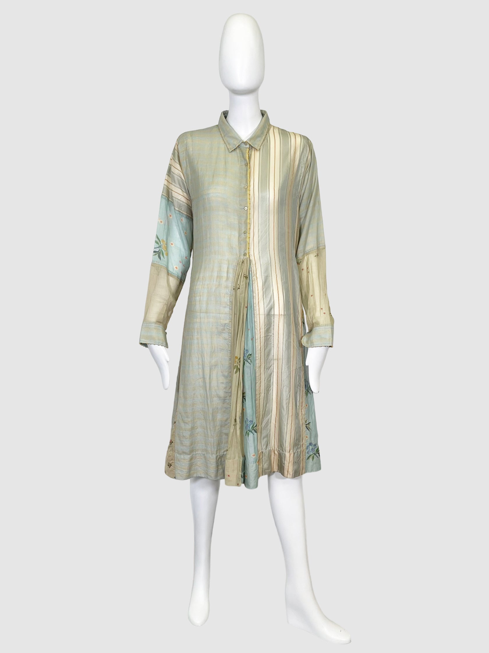 Stripe Lightweight Button-Up Dress - Size 38