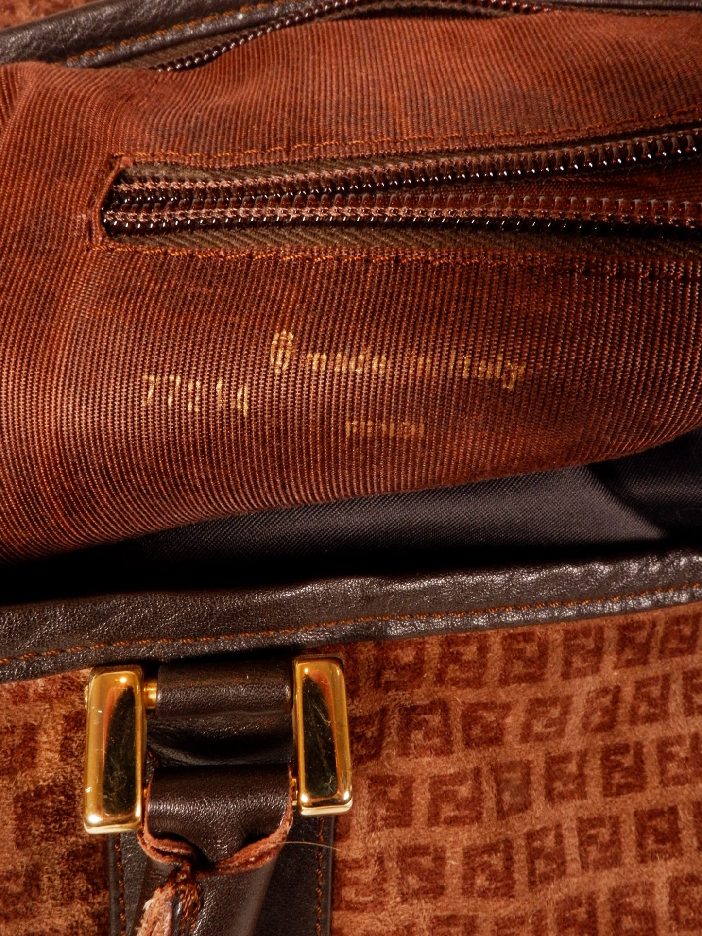Fendi Vintage Suede Monogram Weekender Bag