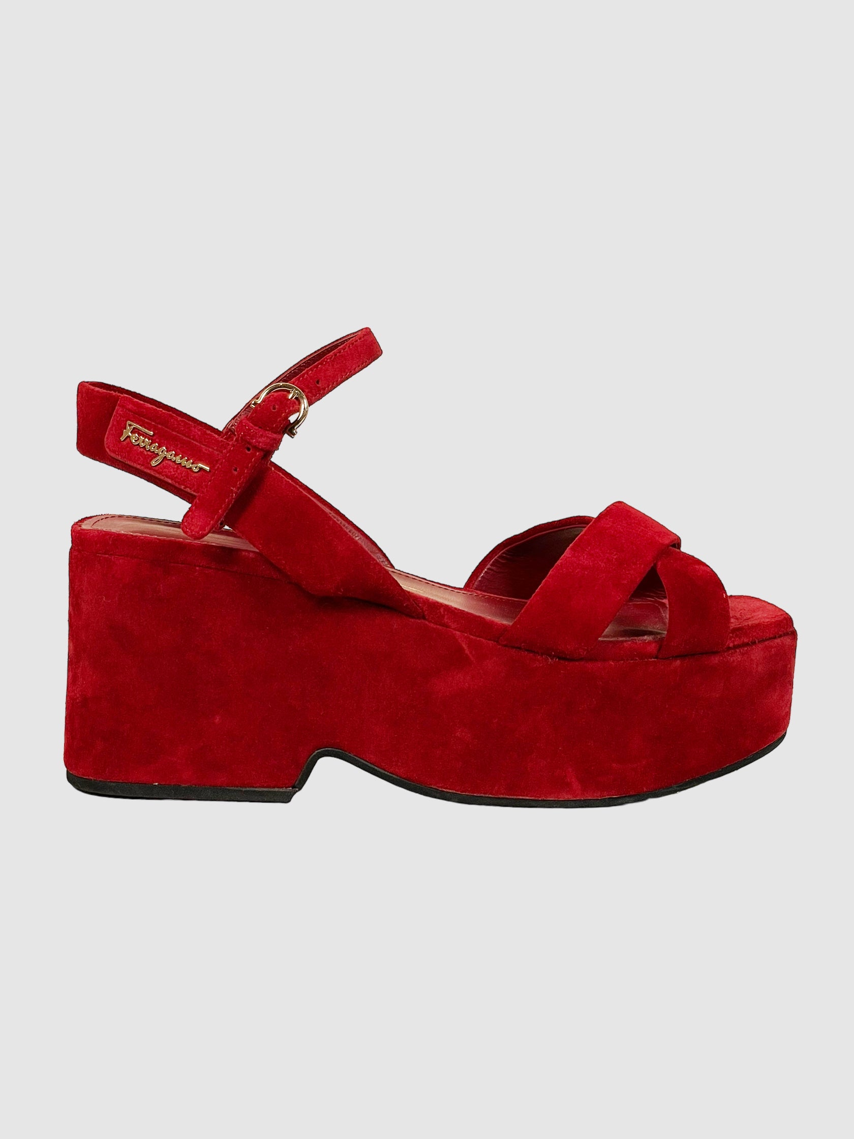 Salvatore Ferragamo Suede Platform Sandals - Size 6