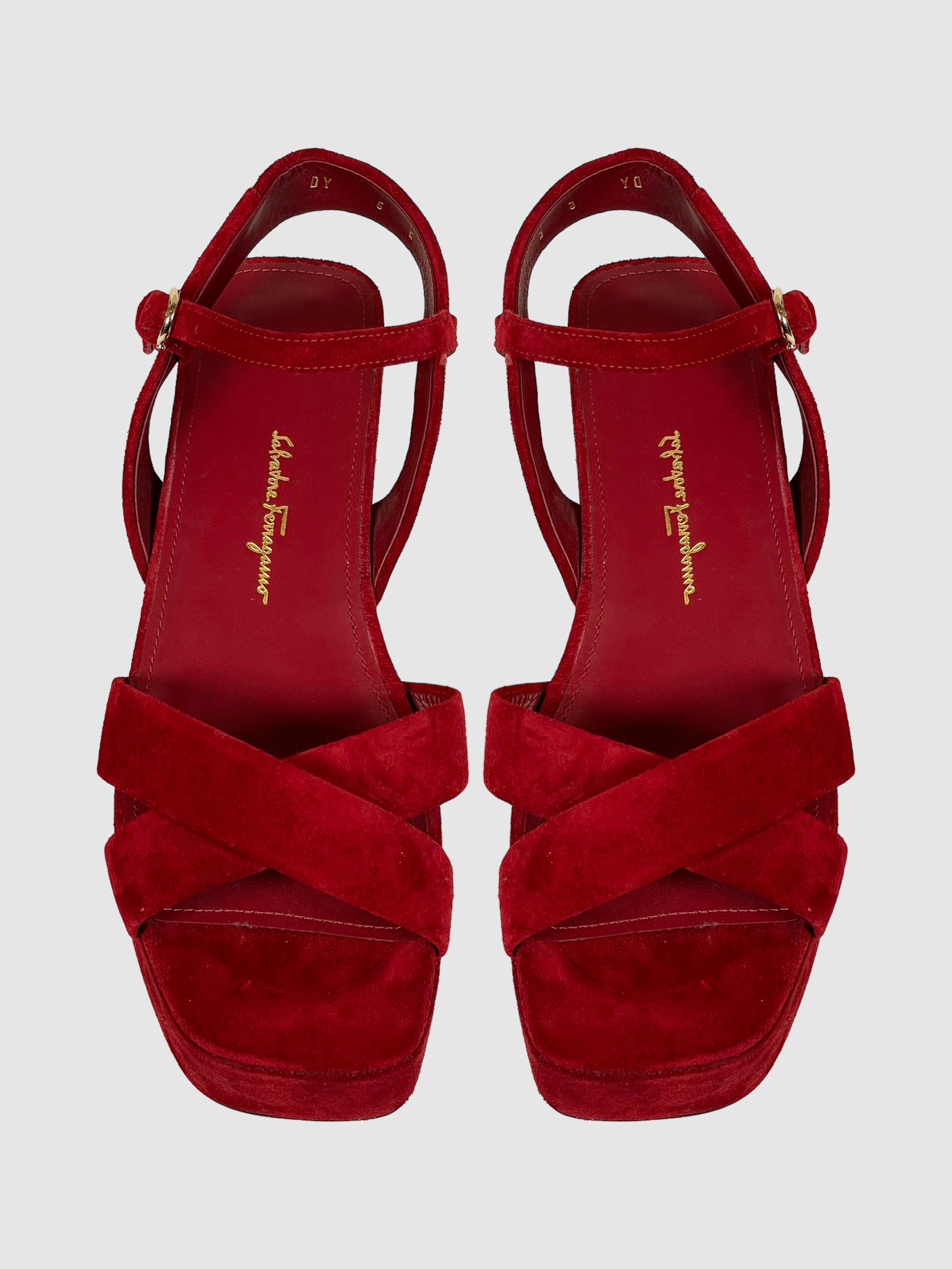 Salvatore Ferragamo Suede Platform Sandals - Size 6
