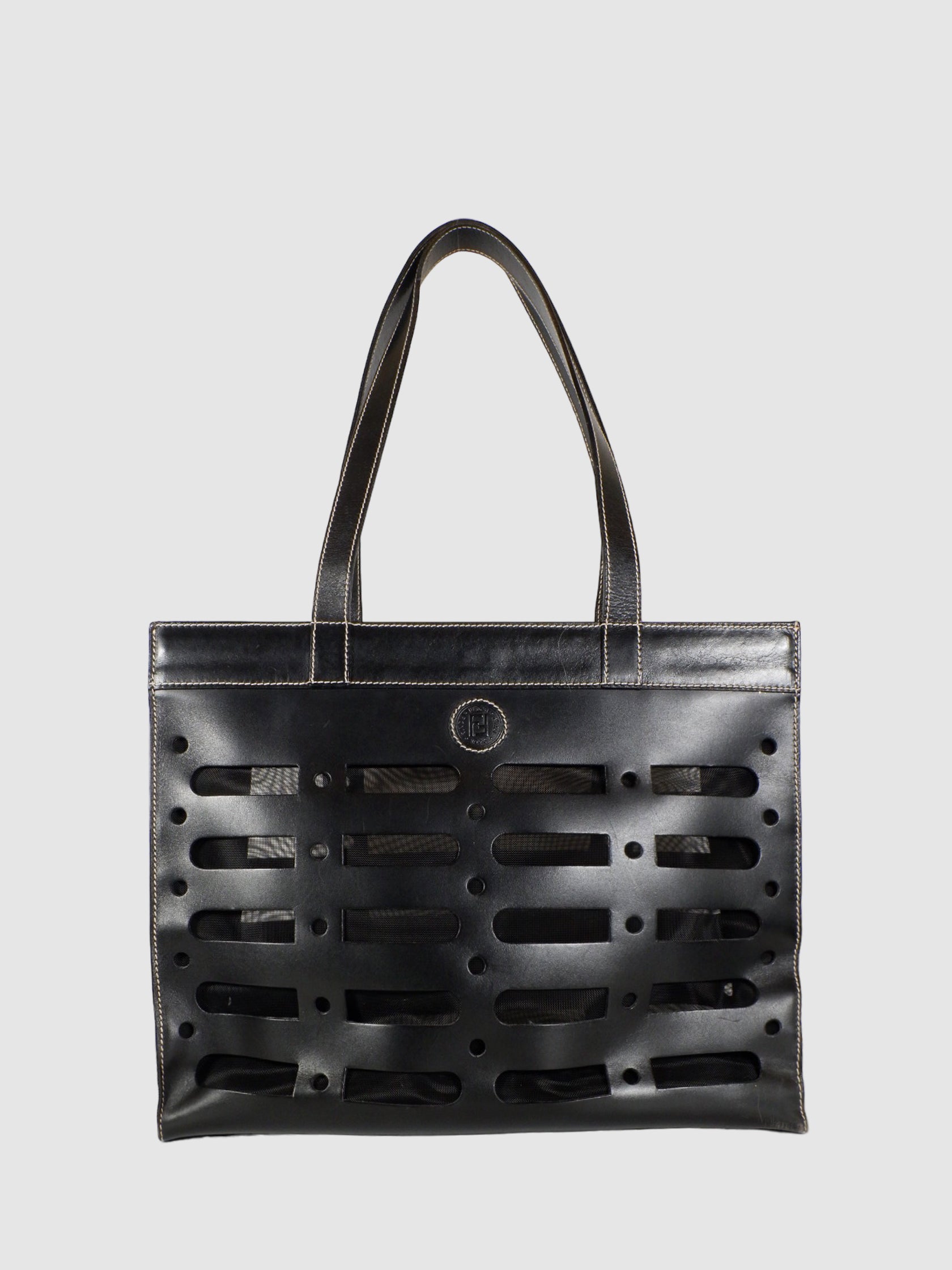 Fendi Woven Interlace Leather Tote Bag