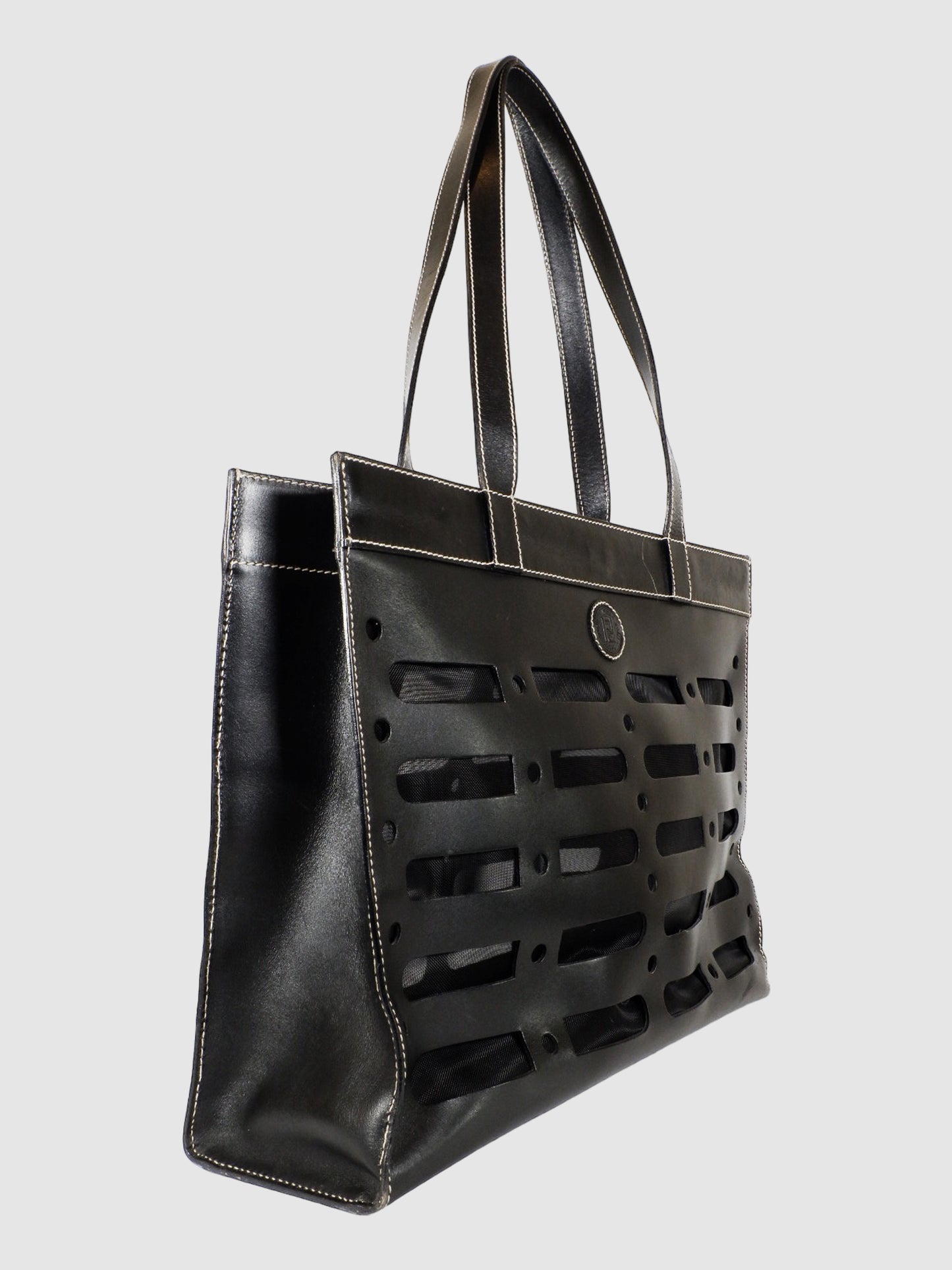 Fendi Woven Interlace Leather Tote Bag