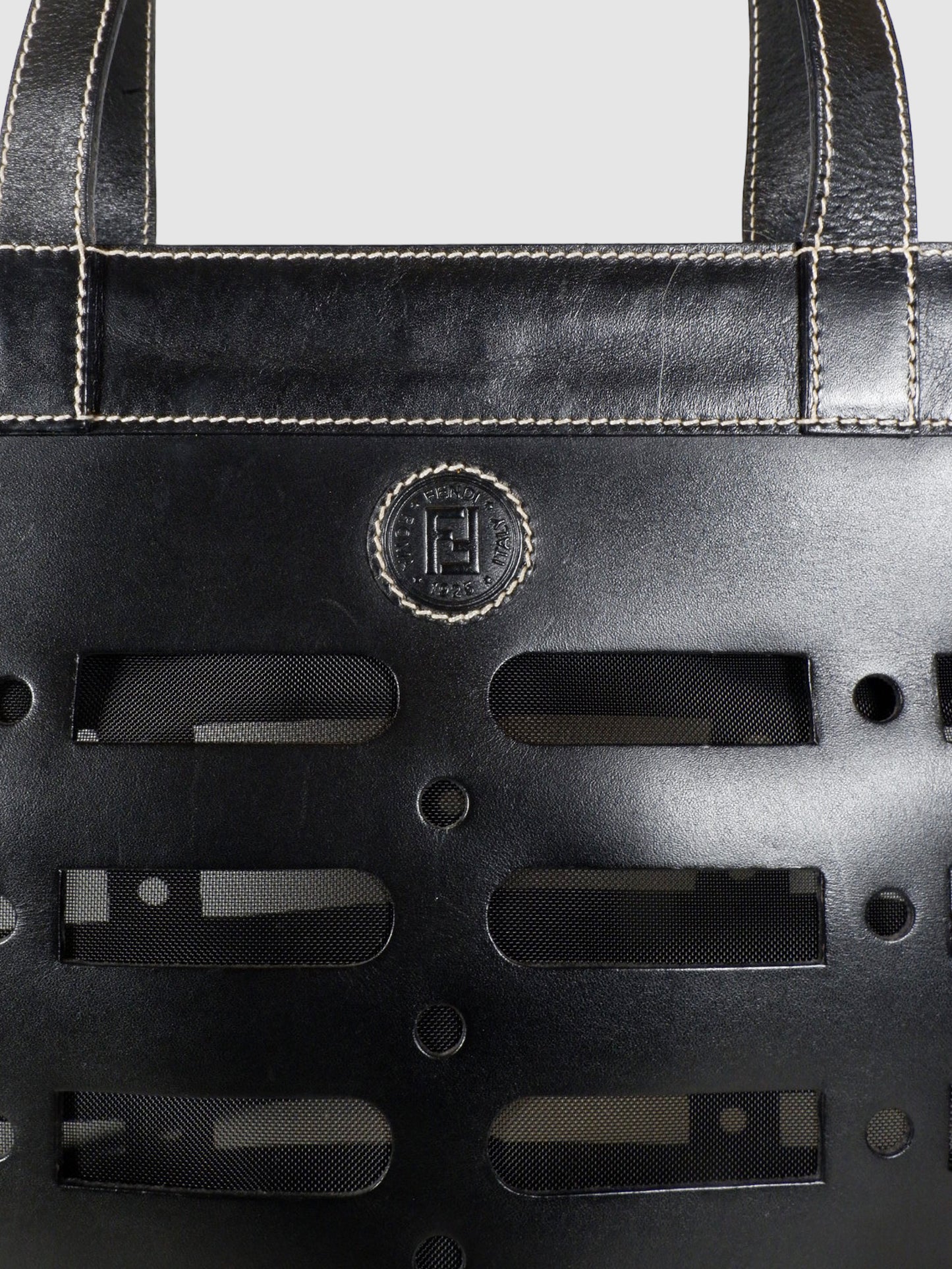 Fendi Woven Interlace Leather Tote Bag