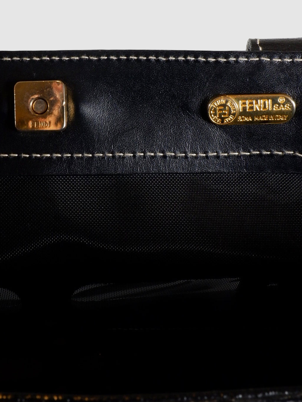 Fendi Woven Interlace Leather Tote Bag