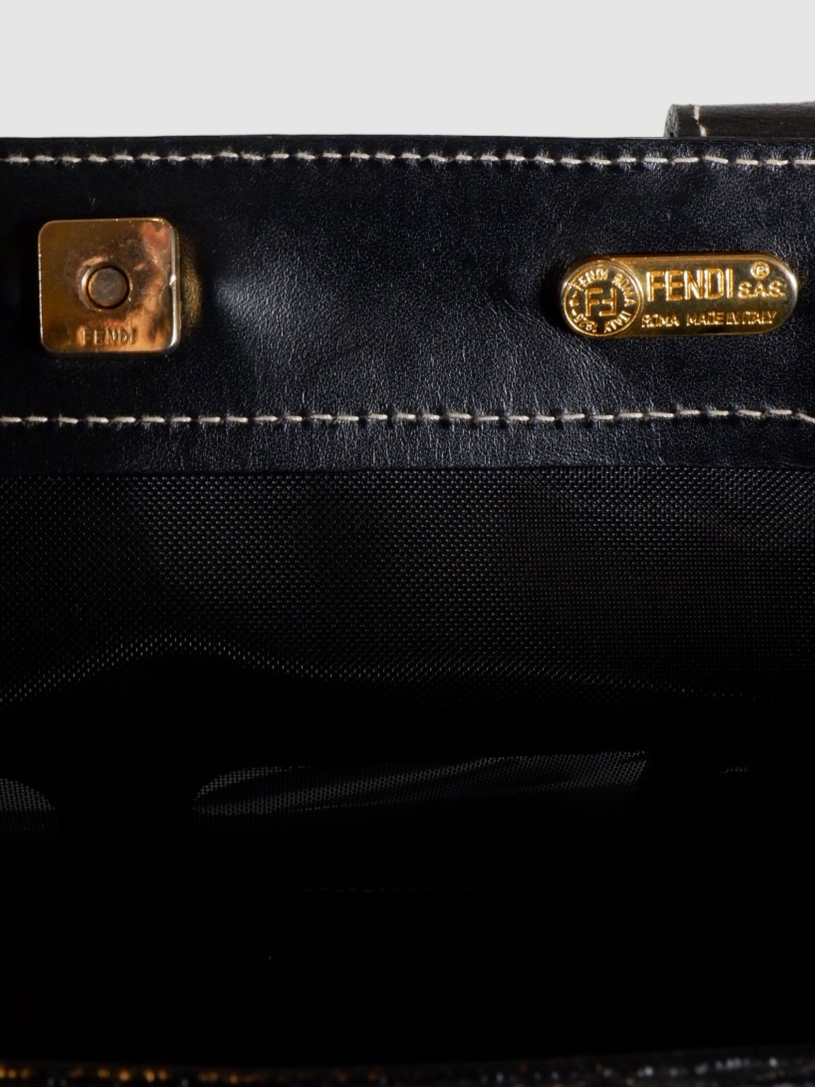 Fendi Woven Interlace Leather Tote Bag