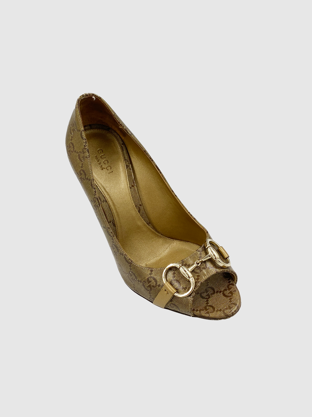 Monogram Peep Toe Pumps - Size 9