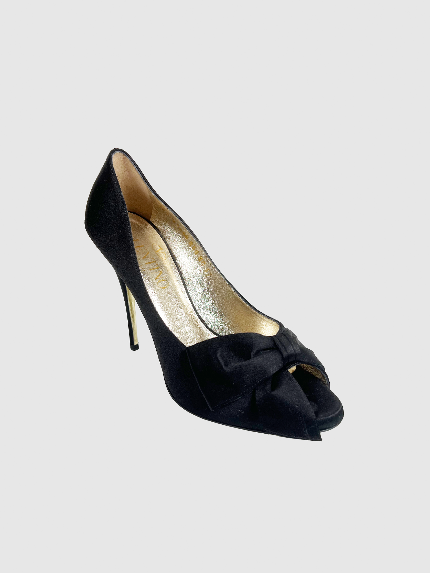 Satin Peep Toe Pumps - Size 37