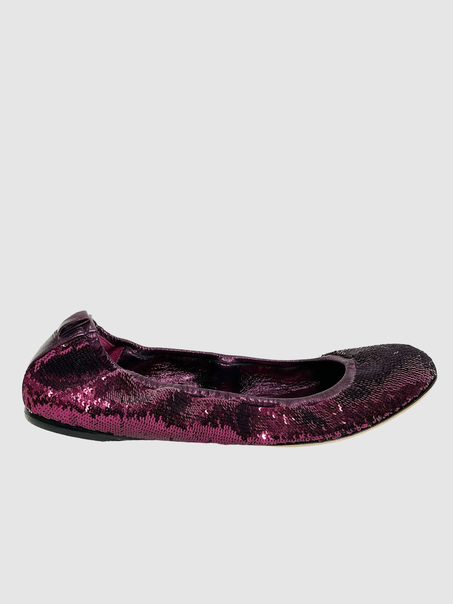 Gucci Purple Fuchsia Sequin Ballet Flats - Size 37.5