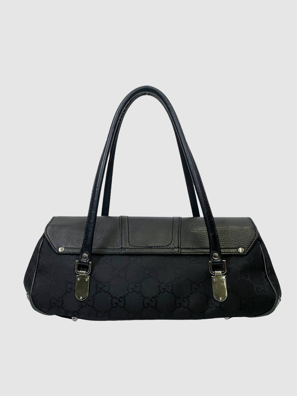 Gucci Black Canvas Monogram Flap Shoulder Bag - Second Nature Boutique