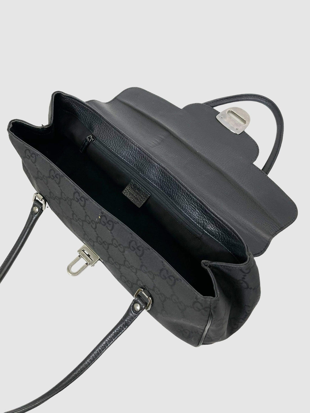 Gucci Black Canvas Monogram Flap Shoulder Bag - Second Nature Boutique