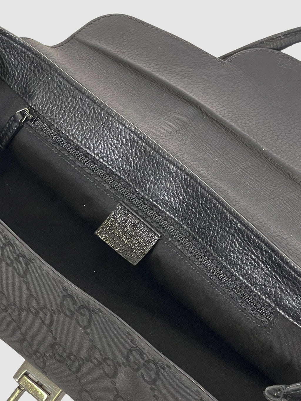 Gucci Black Canvas Monogram Flap Shoulder Bag - Second Nature Boutique