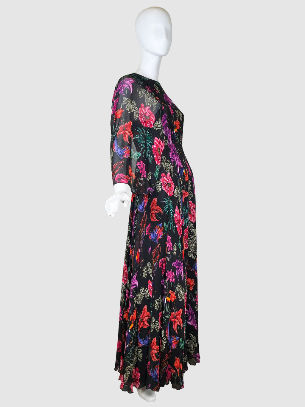 Floral Long Sleeves Maxi Dress - Size 40