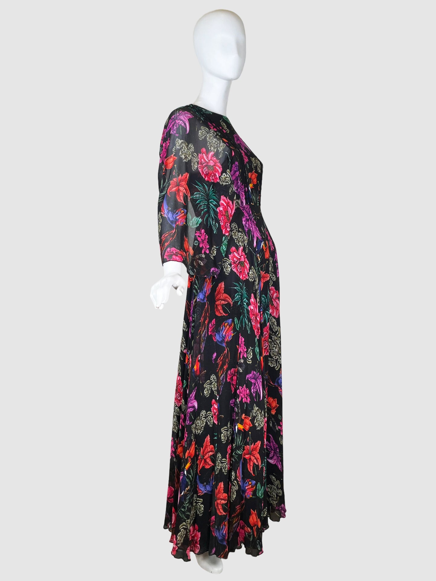 Simona Corsellini Floral Long Sleeves Maxi Dress - Size 40
